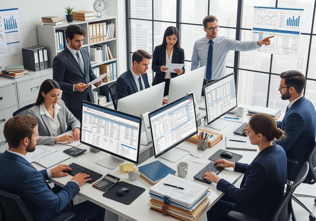 Accounting and financial professionals working with technology